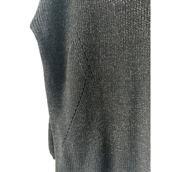 A.n.a Black Gold Lurex Sweater Top V Neck Long Sleeves Women’s Plus Size 2X - Picture 9 of 9